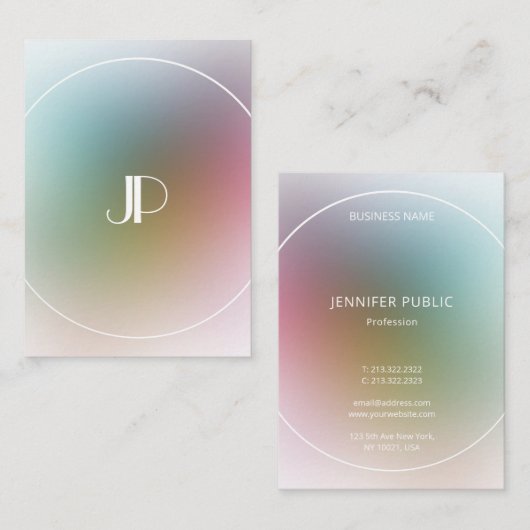 Luxury Modern Elegant Monogrammed Colorful Trendy Visitekaartje (Voorkant / Achterkant)