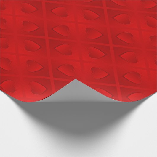 Luxury Modern Elegant Red Heart Cadeaupapier (Hoek)