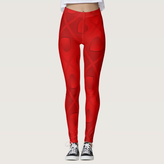 Luxury Modern Elegant Red Heart Leggings (Voorkant)