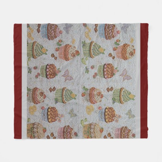 Luxury Modern  Floral Cake Fleece Deken (Voorkant (Horizontaal))