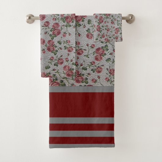 Luxury modern  Floral Roos Bad Handdoek (Insitu)