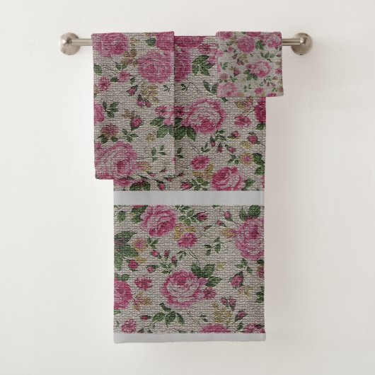 Luxury modern  Floral Roos Bad Handdoek (Insitu)