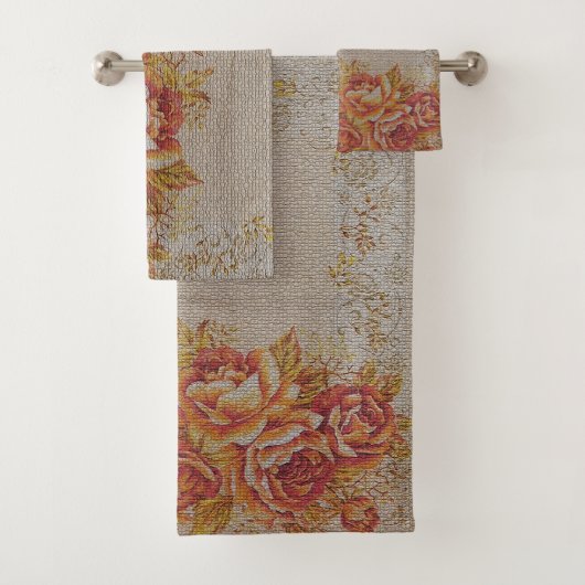 Luxury modern Floral Roos Bad Handdoek (Insitu)