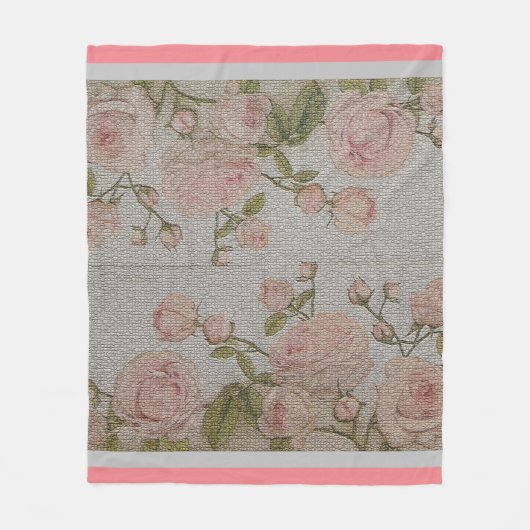 Luxury modern  Floral Roos Fleece Deken (Voorkant)