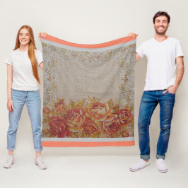 Luxury modern  Floral Roos Fleece Deken