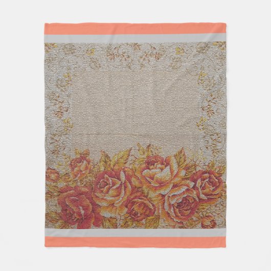 Luxury modern  Floral Roos Fleece Deken (Voorkant)