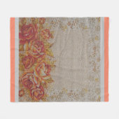 Luxury modern  Floral Roos Fleece Deken (Voorkant (Horizontaal))