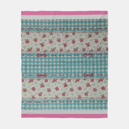 Luxury modern Floral Roos Fleece Deken (Voorkant)