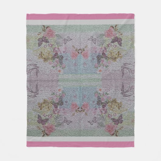 Luxury modern  Floral Roos Fleece Deken (Voorkant)