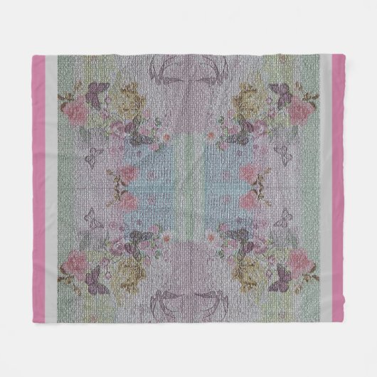 Luxury modern  Floral Roos Fleece Deken (Voorkant (Horizontaal))