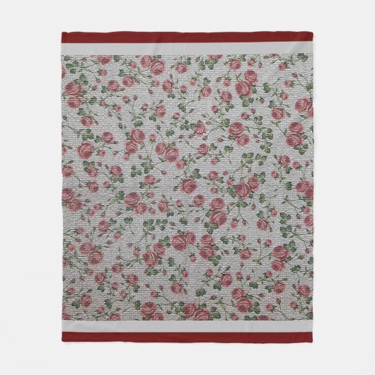 Luxury modern Floral Roos Fleece Deken (Voorkant)