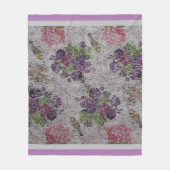 Luxury modern Floral Roos Fleece Deken (Voorkant)