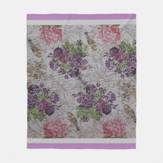 Luxury modern  Floral Roos Fleece Deken (Voorkant)