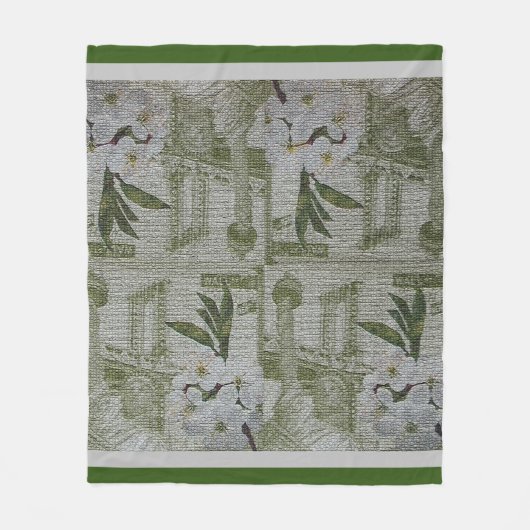 Luxury modern  Floral Roos Fleece Deken (Voorkant)