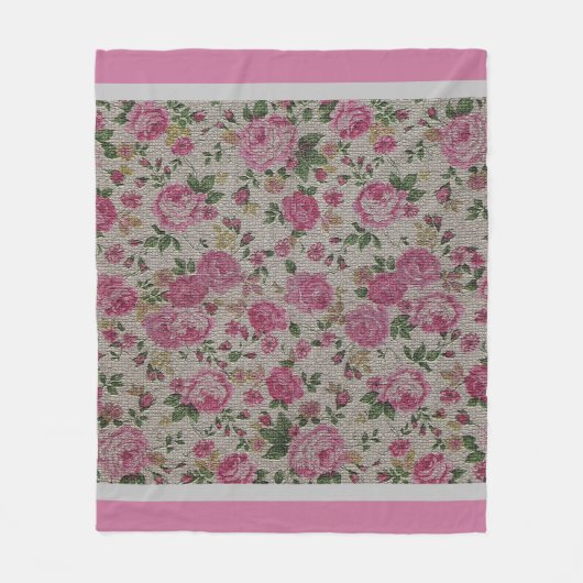 Luxury modern  Floral Roos Fleece Deken (Voorkant)