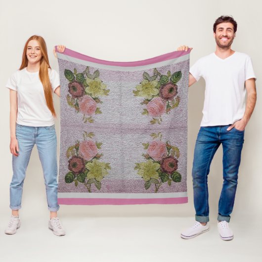 Luxury modern Floral Roos Fleece Deken (In situ)