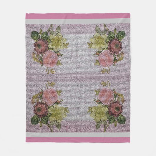 Luxury modern  Floral Roos Fleece Deken (Voorkant)