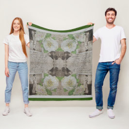 Luxury modern  Floral Roos Fleece Deken