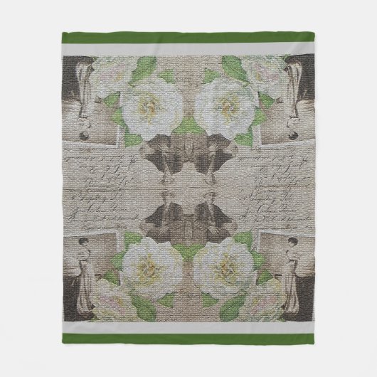 Luxury modern  Floral Roos Fleece Deken (Voorkant)