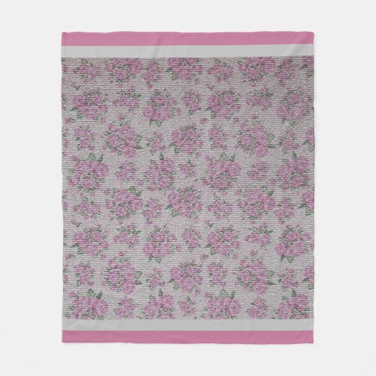 Luxury modern Floral Roos Fleece Deken (Voorkant)