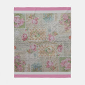 Luxury modern  Floral Roos Fleece Deken (Voorkant)