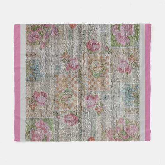 Luxury modern Floral Roos Fleece Deken (Voorkant (Horizontaal))