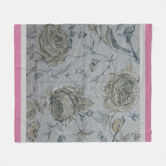 Luxury modern Floral Roos Fleece Deken (Voorkant (Horizontaal))