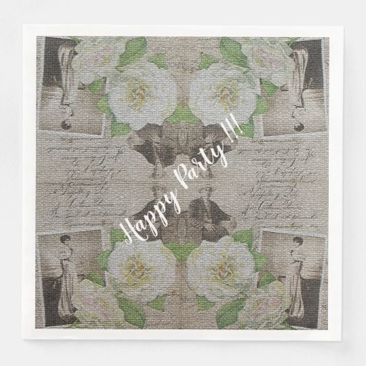 Luxury modern  Floral Roos Servet (Voorkant)