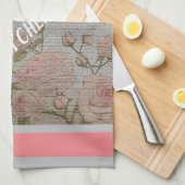 Luxury modern  Floral Roos Theedoek (Quarter Fold)