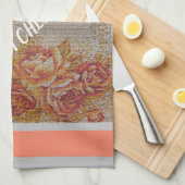 Luxury modern  Floral Roos Theedoek (Quarter Fold)