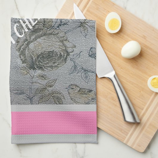 Luxury modern  Floral Roos Theedoek (Quarter Fold)