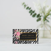 Luxury Modern Floral Tiger voegt Jouw tekst toe Visitekaartje (Staand voorkant)