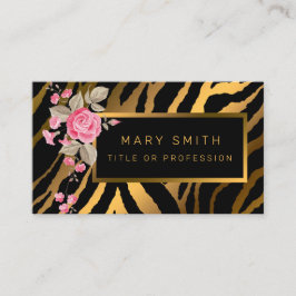 Luxury Modern Floral Tiger voegt Jouw tekst toe Visitekaartje