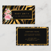 Luxury Modern Floral Tiger voegt Jouw tekst toe Visitekaartje (Voorkant / Achterkant)