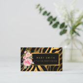 Luxury Modern Floral Tiger voegt Jouw tekst toe Visitekaartje (Staand voorkant)