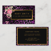 Luxury Modern Floral Tiger voegt Jouw tekst toe Visitekaartje (Voorkant / Achterkant)