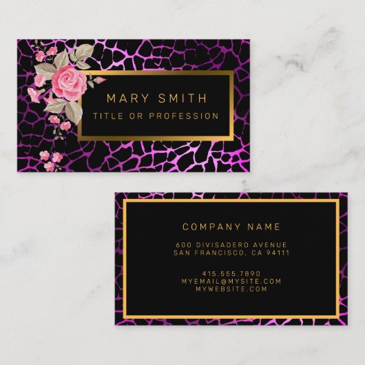 Luxury Modern Floral Tiger voegt Jouw tekst toe Visitekaartje (Voorkant / Achterkant)