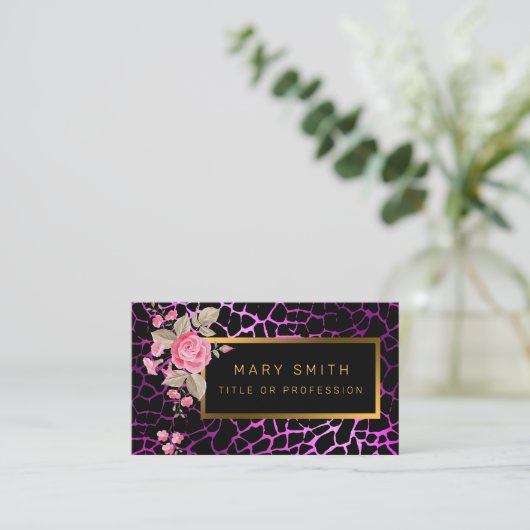 Luxury Modern Floral Tiger voegt Jouw tekst toe Visitekaartje (Staand voorkant)