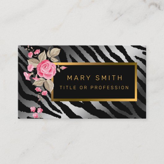 Luxury Modern Floral Tiger voegt Jouw tekst toe Visitekaartje (Voorkant)