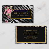 Luxury Modern Floral Tiger voegt Jouw tekst toe Visitekaartje (Voorkant / Achterkant)