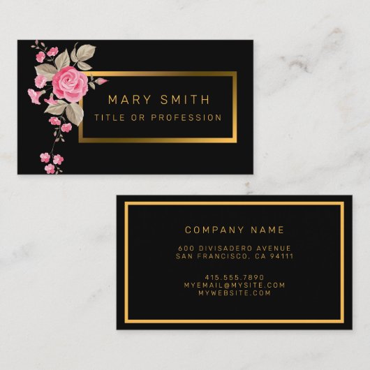 Luxury Modern Floral voegt Jouw tekst toe Visitekaartje (Voorkant / Achterkant)