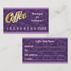 Luxury Modern Free Floral Paarse koffie Visitekaartje