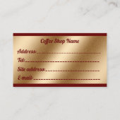 Luxury Modern Free Gold Coffee Visitekaartje (Achterkant)