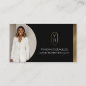 Luxury Modern Gold Arch Monogram Real Estate Photo Visitekaartje (Voorkant)