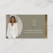 Luxury Modern Gold Arch Monogram Real Estate Photo Visitekaartje (Voorkant)