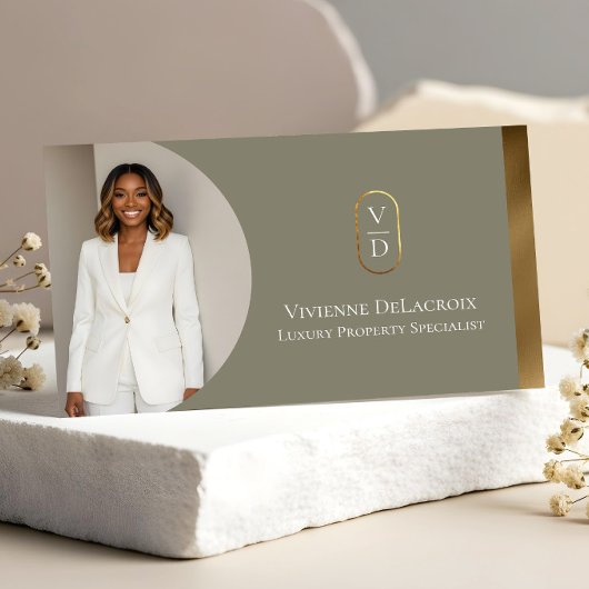Luxury Modern Gold Arch Monogram Real Estate Photo Visitekaartje