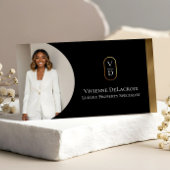 Luxury Modern Gold Arch Monogram Real Estate Photo Visitekaartje
