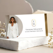 Luxury Modern Gold Arch Monogram Real Estate Photo Visitekaartje