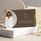 Luxury Modern Gold Arch Monogram Real Estate Photo Visitekaartje