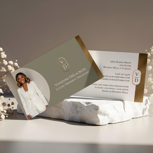 Luxury Modern Gold Arch Monogram Real Estate Photo Visitekaartje